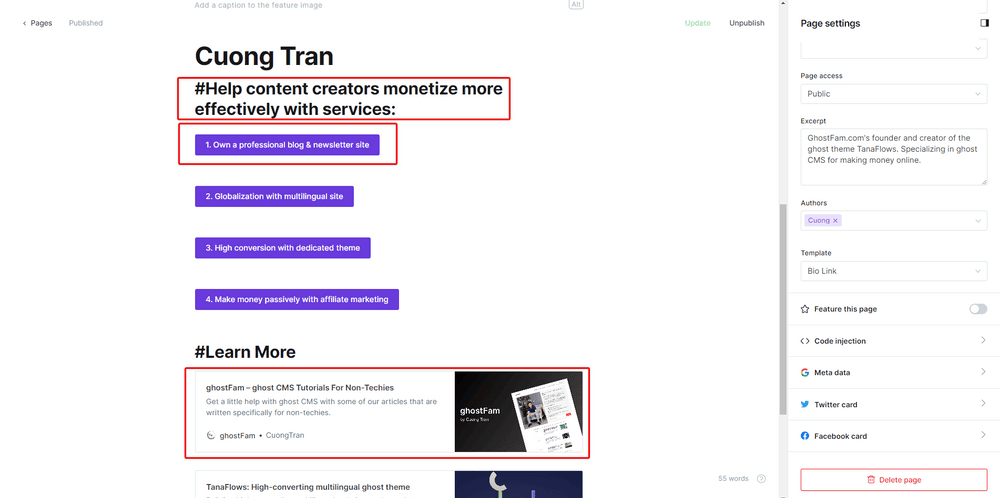 Heading + Button Card + Bookmark Card