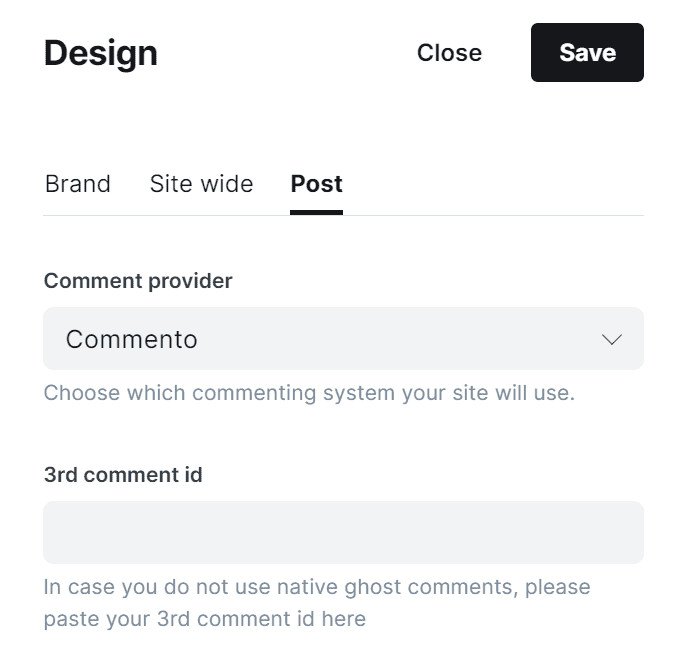 Leave empty if using Commento service