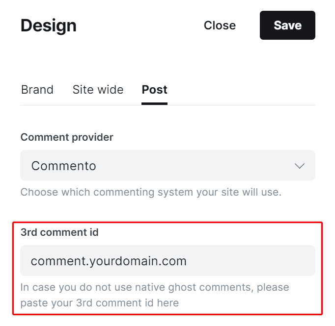 Paste your Commento domain
