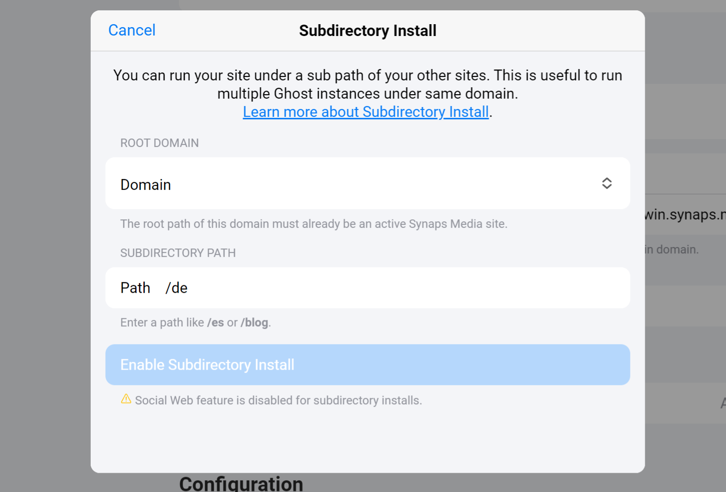 Easy setup subdirectory routing on Synaps Media