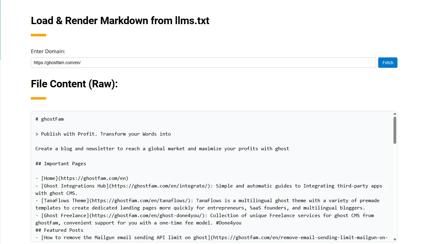 Tệp `llms.txt` của ghostFam